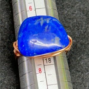 Lapis lazuli and copper Wire Wrapped Ring